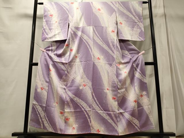 平和屋着物■上質な小紋 流線舞花文 暈し染め 正絹 逸品 未使用 CABD6595oy
