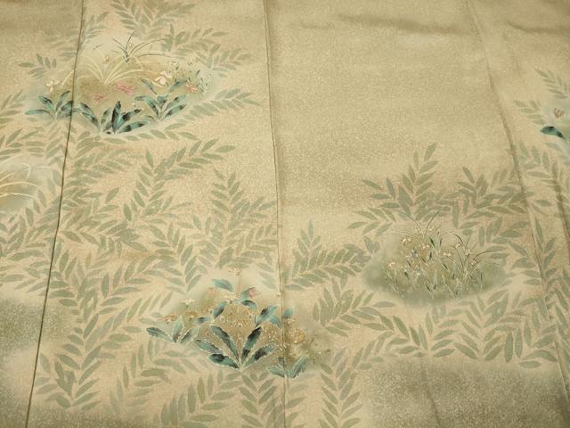 平和屋着物■訪問着 手描き 草花文 暈し染め 金銀彩 正絹 逸品 CABD6635oy