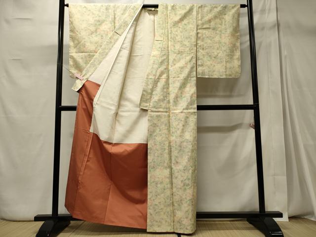 平和屋着物■上質な紬 草花文 正絹 逸品 未使用 CABD6648oy