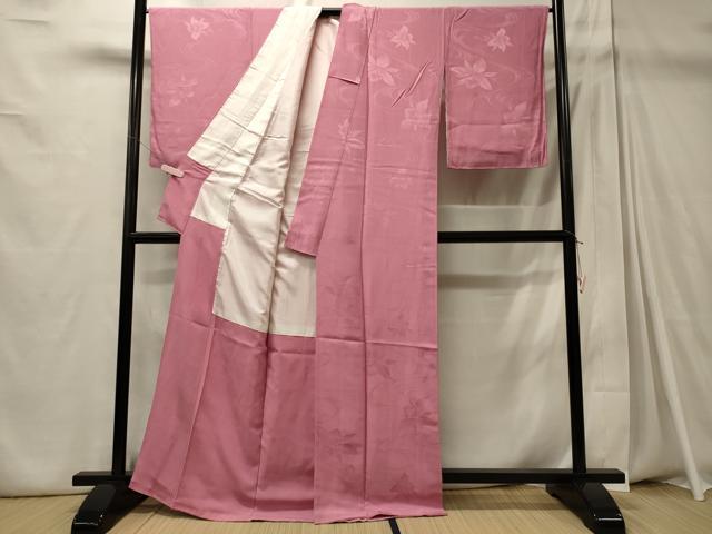 平和屋着物■上質な色無地 流水草花地紋 赤紫色 正絹 逸品 未使用 CABD6675oy