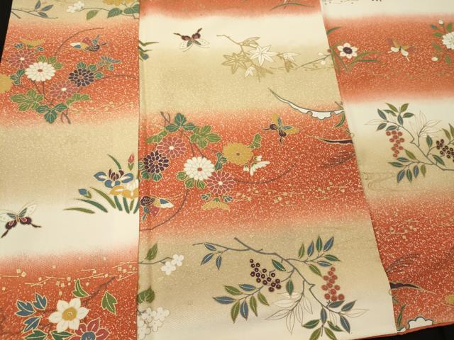 平和屋着物■上質な小紋 枝松花蝶文 暈し染め 金彩 正絹 逸品 CABD6726oy
