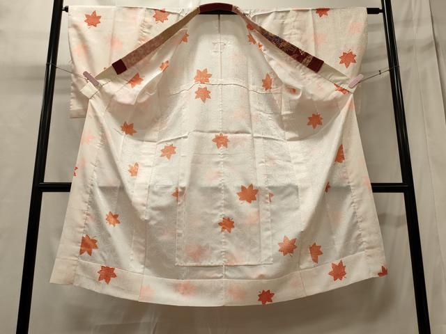 平和屋着物■長襦袢 無双仕立て 楓文 半衿刺繍 正絹 逸品 CABD6735oy