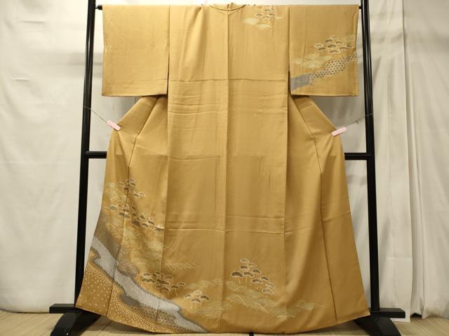 平和屋着物■訪問着 駒刺繍 絞り 枝松文 金彩 正絹 逸品 CABD6741oy