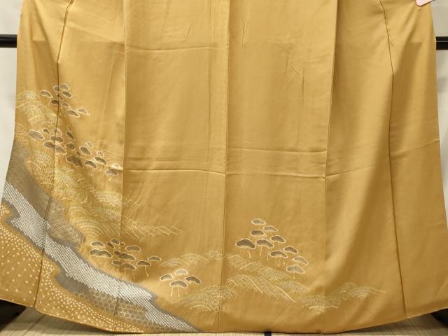 平和屋着物■訪問着 駒刺繍 絞り 枝松文 金彩 正絹 逸品 CABD6741oy