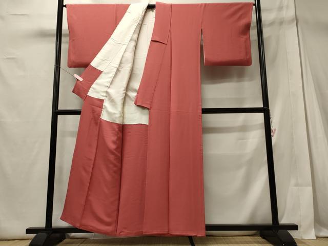 平和屋着物■上質な色無地 甚三紅色 正絹 逸品 CABD6752oy