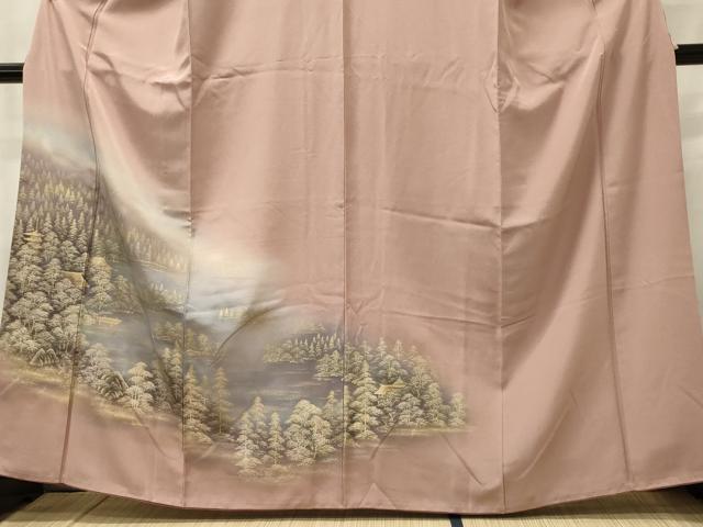 平和屋着物■訪問着 風景樹林文 暈し染め 金彩 三越扱い 正絹 逸品 CABD6784oy