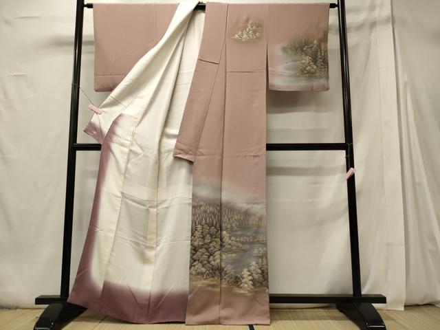 平和屋着物■訪問着 風景樹林文 暈し染め 金彩 三越扱い 正絹 逸品 CABD6784oy