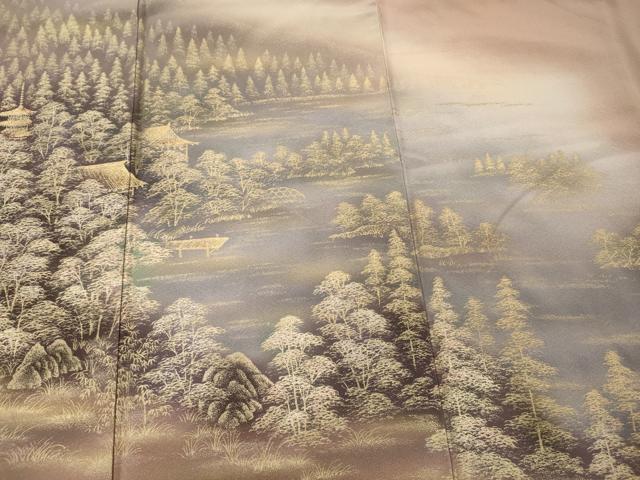 平和屋着物■訪問着 風景樹林文 暈し染め 金彩 三越扱い 正絹 逸品 CABD6784oy