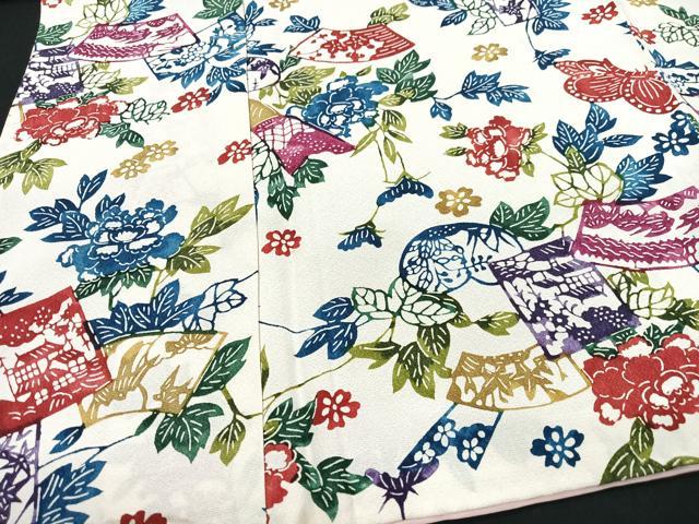 平和屋着物■上質な小紋 地紙花蝶文 正絹 逸品 CABD6822xe