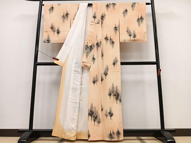 平和屋着物■訪問着 手描き 樹林文 暈し染め 銀彩 正絹 逸品 CABD6939xe
