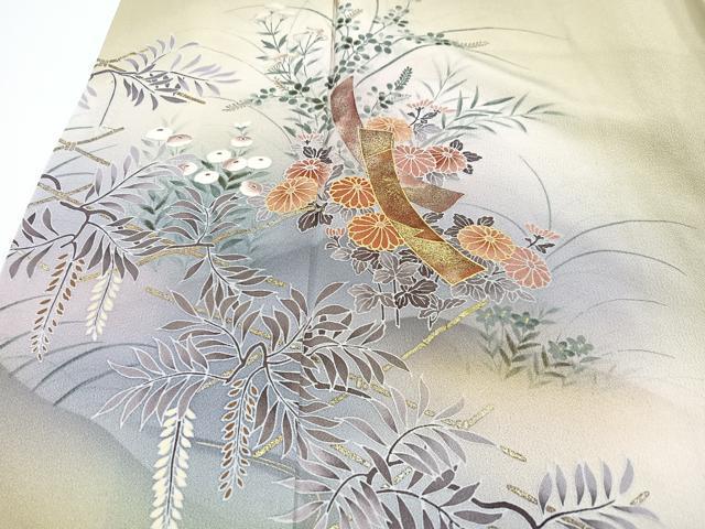 平和屋着物■訪問着 短冊草花文 暈し染め 金彩 正絹 逸品 CABD6949xe