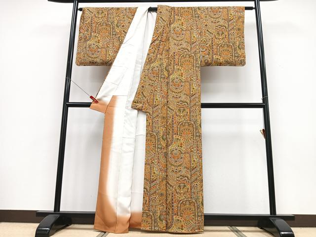 平和屋着物■上質な小紋 更紗草花文 正絹 逸品 CABD6954xe