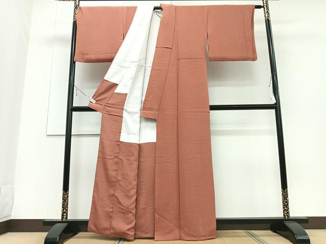 平和屋着物■上質な色無地 赤茶色 正絹 逸品 CABD6973xe