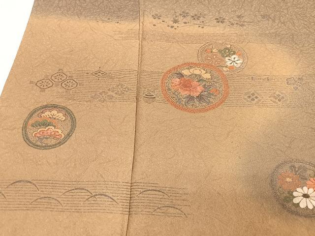 平和屋着物■訪問着 刺繍 花丸文 暈し染め 銀彩 正絹 逸品 CABD6980xe