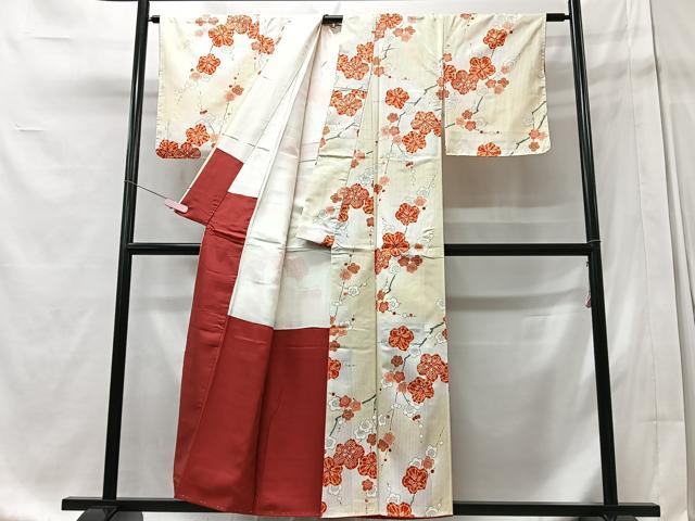 平和屋着物■上質な小紋 枝梅文 正絹 逸品 未使用 CABD7111xe