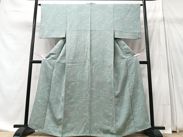 平和屋着物■上質な小紋 草花文 鬼しぼ縮緬 正絹 逸品 CABD7129xe