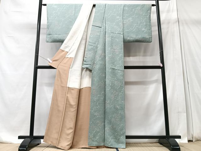 平和屋着物■上質な小紋 草花文 鬼しぼ縮緬 正絹 逸品 CABD7129xe