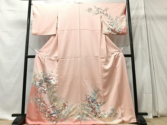 平和屋着物■訪問着 扇面舞鳥文 暈し染め 正絹 逸品 CABD7132xe