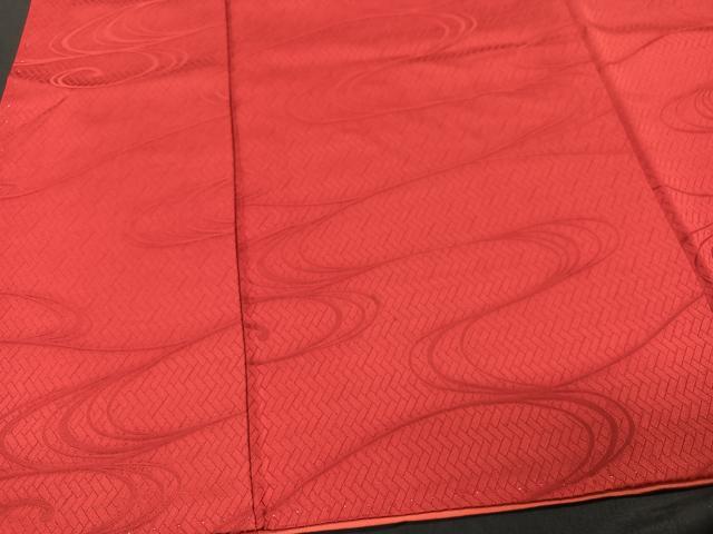 平和屋着物■上質な色無地 流水地紋 紅緋色 正絹 逸品 CABD7143xe