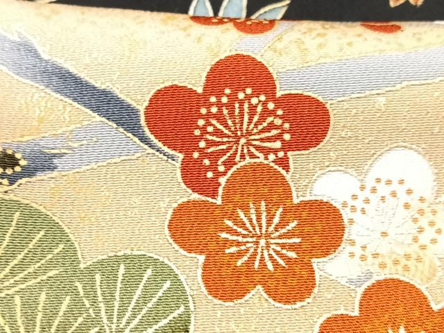 平和屋着物■豪華黒留袖 刺繍 尾長鳥梅松文 金彩 正絹 逸品 CABD7178xe