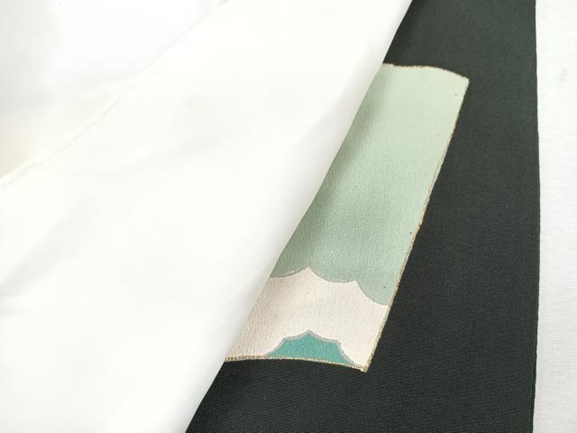 平和屋着物■豪華黒留袖 駒刺繍 地紙花鳥文 金彩 正絹 逸品 CABD7187xe