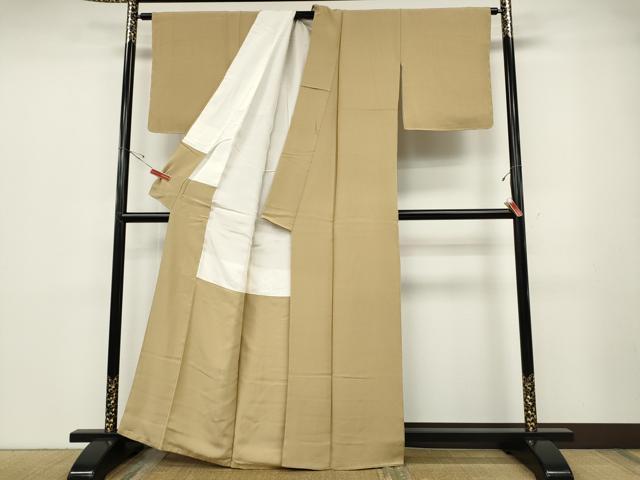 平和屋着物●上質な色無地 香色 正絹 逸品 未使用 CABD7202ut