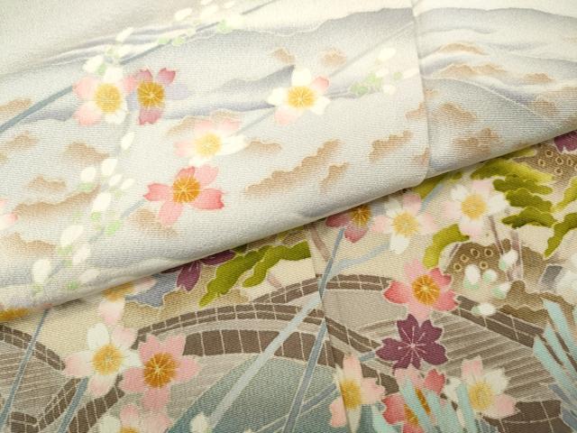 平和屋着物●本加賀友禅作家 茶谷孝志 色留袖 渡橋草花文 暈し染め 正絹 逸品 CABD7213ut