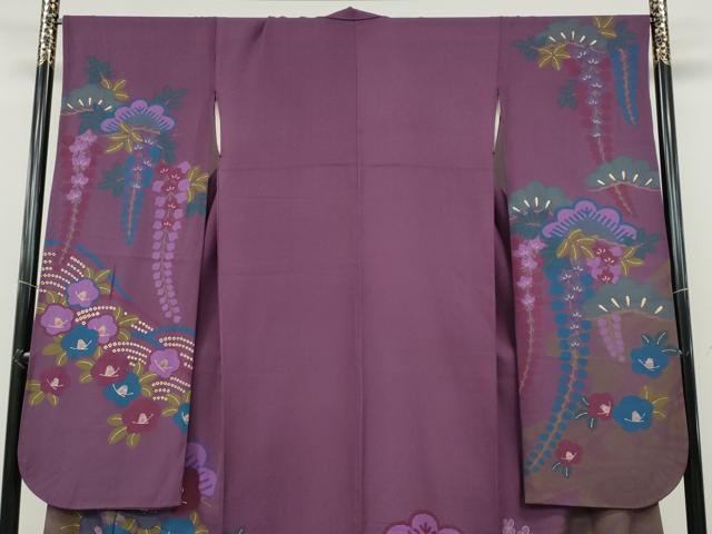 平和屋着物●豪華振袖 立波松椿文 金彩 正絹 逸品 CABD7217ut
