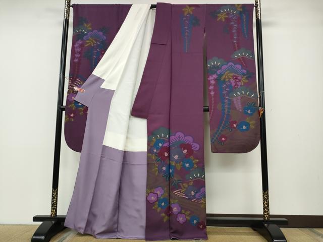 平和屋着物●豪華振袖 立波松椿文 金彩 正絹 逸品 CABD7217ut