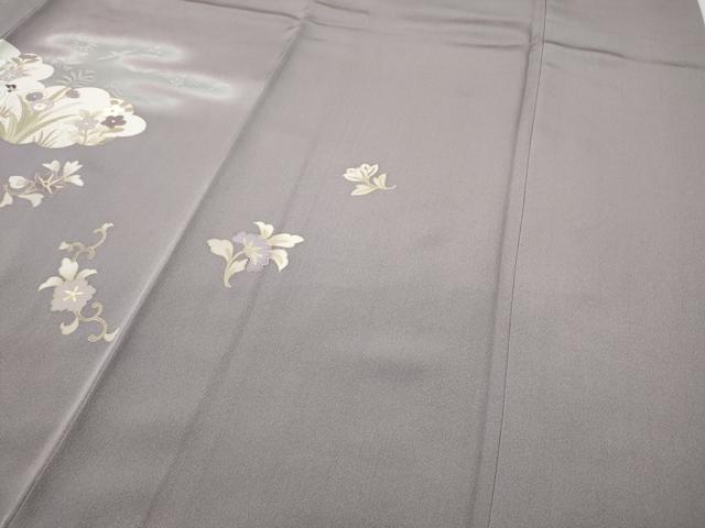 平和屋着物●訪問着 刺繍 貝紫 雲取り尾長鳥草花文 暈し染め 金彩 正絹 逸品 CABD7225ut