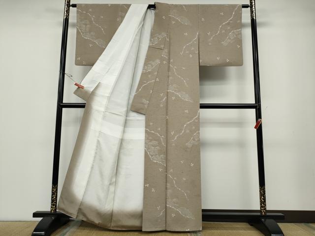 平和屋着物●ぜんまい紬 立波舞葉文 証紙付き 正絹 逸品 CABD7237ut