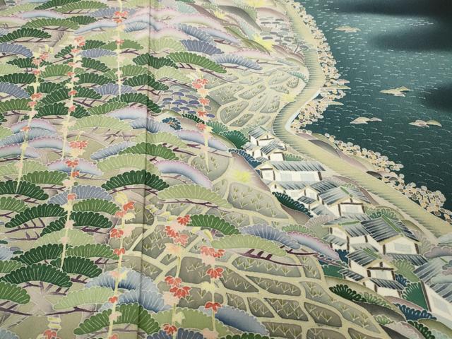 平和屋着物●本加賀友禅作家 東藤岳 黒留袖 風景草花文 正絹 逸品 CABD7243ut