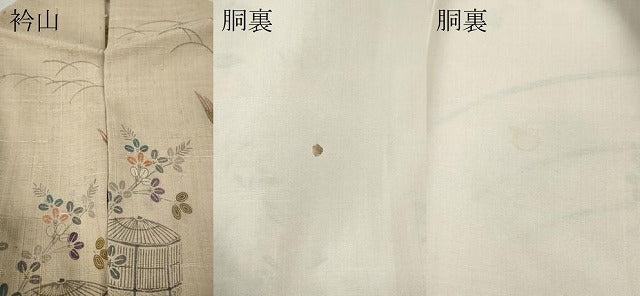 平和屋着物●訪問着 生紬 花鳥蝶文 正絹 逸品 CABD7272ut