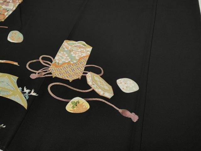 平和屋着物●豪華黒留袖 駒刺繍 几帳貝桶花文 金銀彩 さが美扱い 正絹 逸品 未使用 CABD7283ut