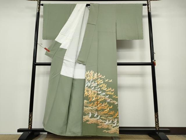 平和屋着物●金彩友禅 卓越技能者・名工・和田光正 色留袖 飛鶴松文 金銀彩 正絹 逸品 CABD7284ut