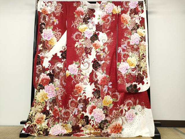 平和屋着物●豪華振袖 刺繍 リボン 舞花文 金彩 正絹 逸品 CABD7312ut