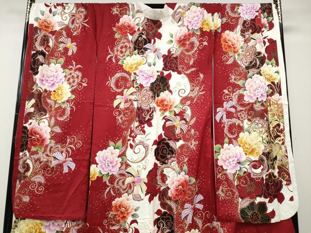 平和屋着物●豪華振袖 刺繍 リボン 舞花文 金彩 正絹 逸品 CABD7312ut