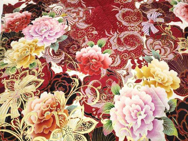 平和屋着物●豪華振袖 刺繍 リボン 舞花文 金彩 正絹 逸品 CABD7312ut