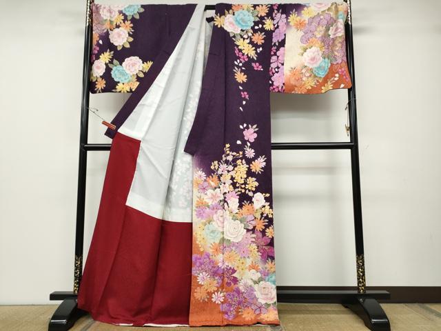 平和屋着物●訪問着 刺繍 舞花文 暈し染め 銀通し地 正絹 逸品 CABD7313ut