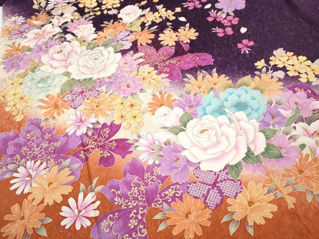 平和屋着物●訪問着 刺繍 舞花文 暈し染め 銀通し地 正絹 逸品 CABD7313ut