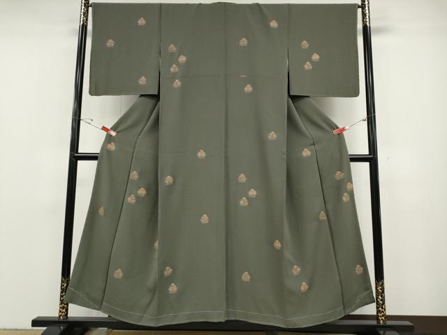 平和屋着物●上質な小紋 印伝 吉祥花文 正絹 逸品 未使用 CABD7333ut