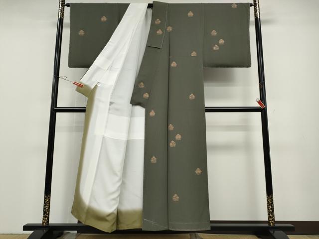 平和屋着物●上質な小紋 印伝 吉祥花文 正絹 逸品 未使用 CABD7333ut