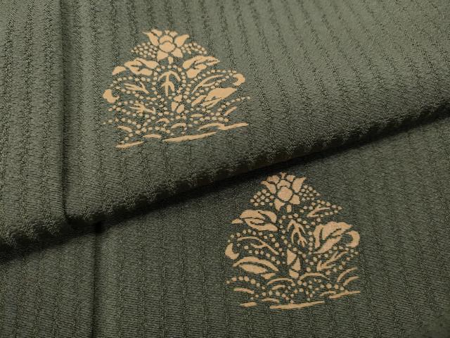 平和屋着物●上質な小紋 印伝 吉祥花文 正絹 逸品 未使用 CABD7333ut