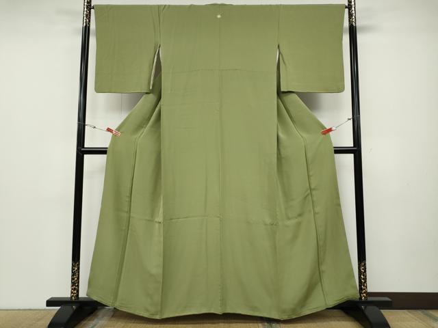 平和屋着物●上質な色無地 抹茶色 正絹 逸品 CABD7346ut