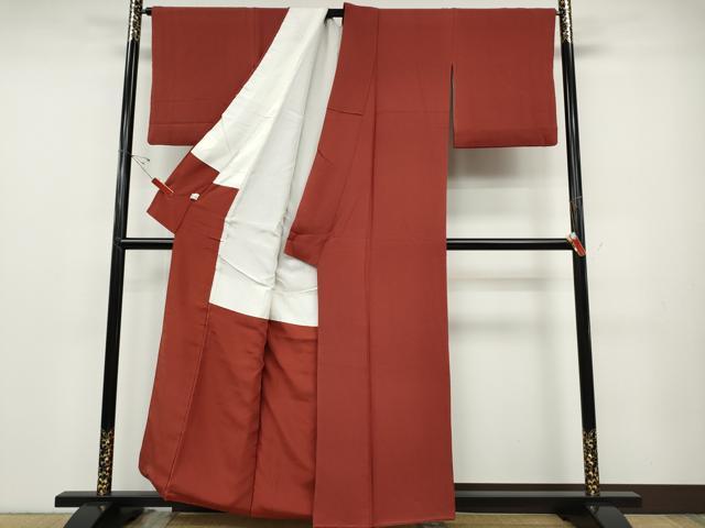平和屋着物●ファッションデザイナー 花井幸子 色無地 霞地紋 紅海老茶色 やまと誂製 正絹 逸品 CABD7356ut