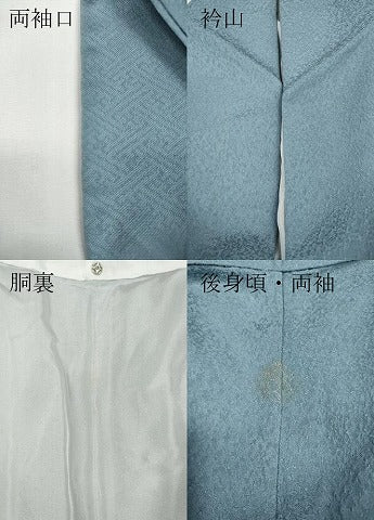 平和屋着物●本草木染作家 瑞寶 色無地 霞地紋 浅縹色 鈴乃屋扱い 正絹 逸品 CABD7369ut