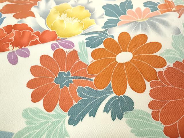 平和屋着物●豪華振袖 友禅 草花文 正絹 逸品 CABD7385ut