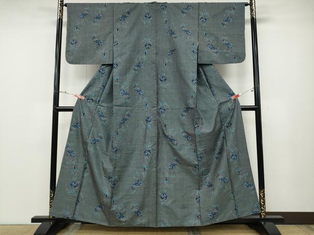 平和屋着物●本場大島紬 7マルキ 薔薇 舞花文 正絹 逸品 CABD7398ut