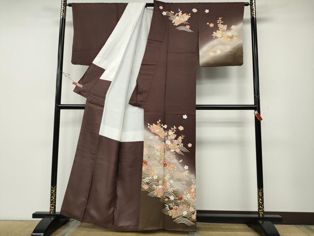 平和屋着物●訪問着 花筏 暈し染め 金彩 正絹 逸品 CABD7415ut