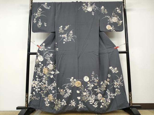 平和屋着物●訪問着 駒刺繍 草花丸文 金彩 正絹 逸品 CABD7439ut